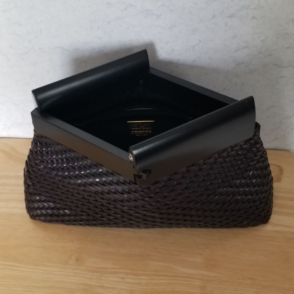 Leather Woven Clutch, Dust Bag & Mirror Set De Vecchi - Picture 2 of 8